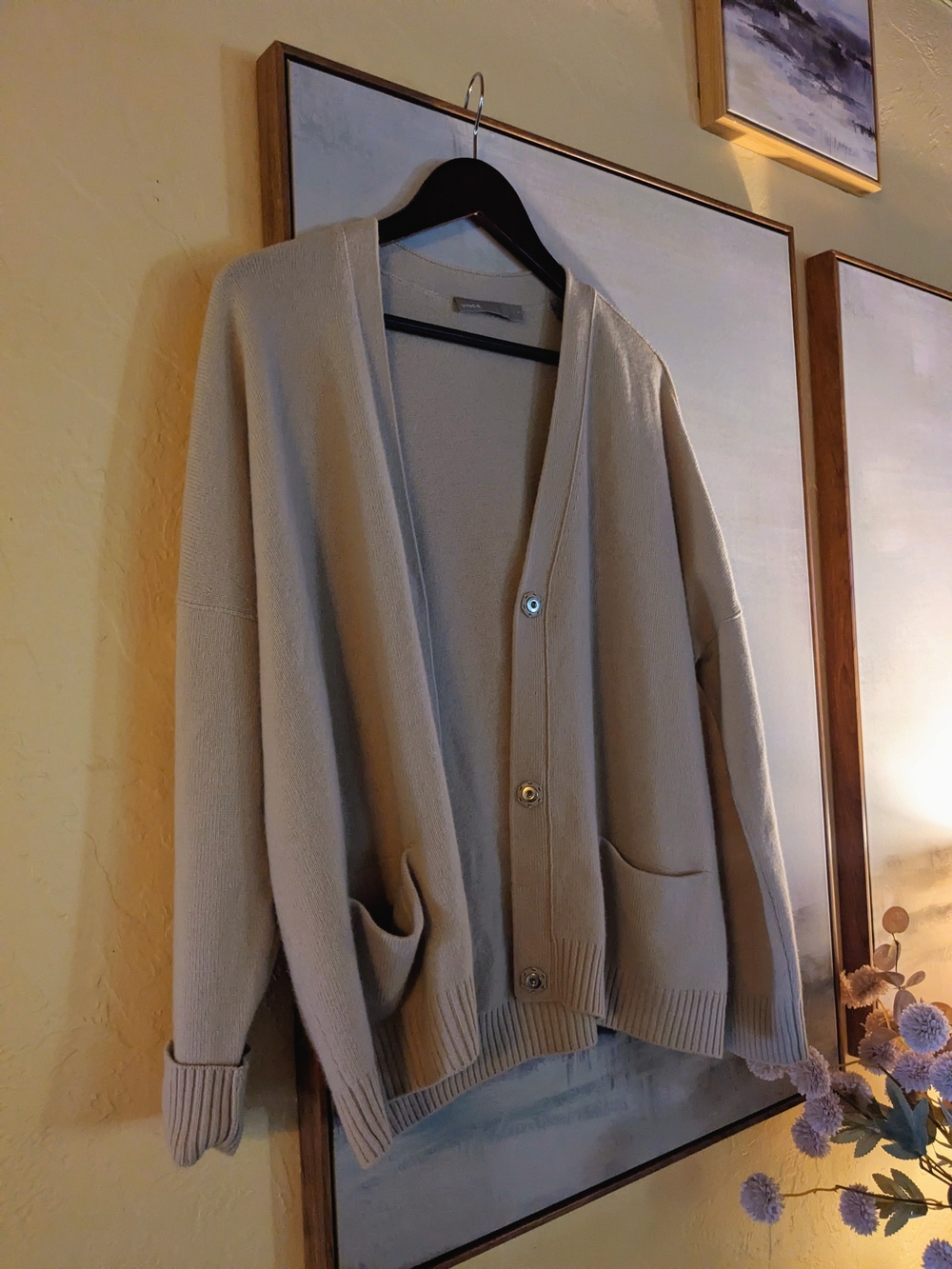 Vince Small Cream 100% Cashmere Button Up Cardigan Sweater